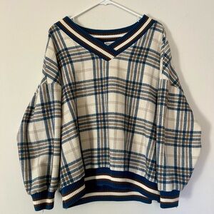 Plaid V-Neck Sweater